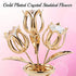 24K Gold Plated Crystal Studded Flower Bouquet in Vase with Decorative Butterfly